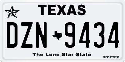 TX license plate DZN9434