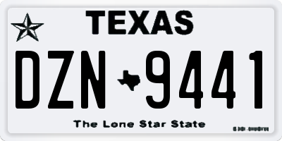 TX license plate DZN9441