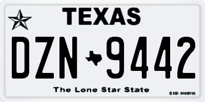 TX license plate DZN9442