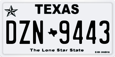 TX license plate DZN9443