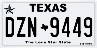 TX license plate DZN9449