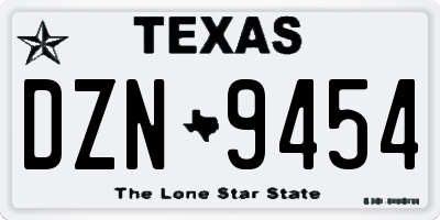 TX license plate DZN9454