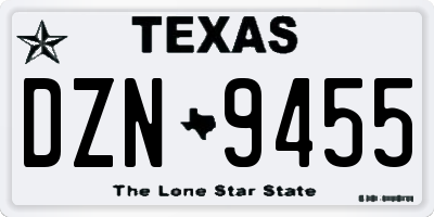 TX license plate DZN9455
