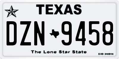 TX license plate DZN9458