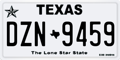 TX license plate DZN9459