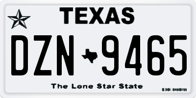 TX license plate DZN9465