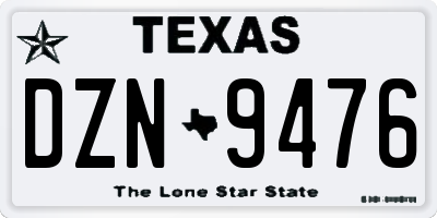 TX license plate DZN9476