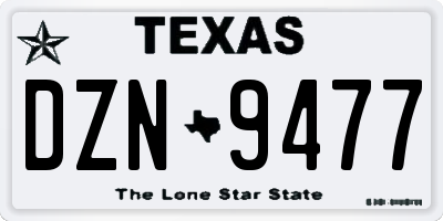 TX license plate DZN9477