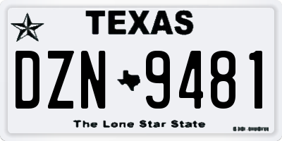 TX license plate DZN9481