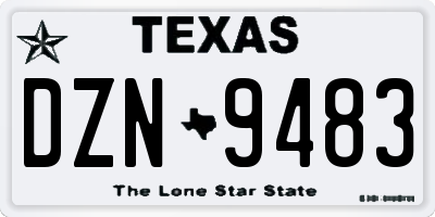 TX license plate DZN9483