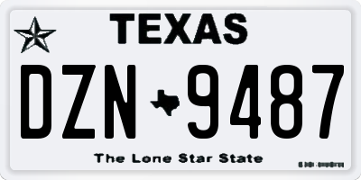 TX license plate DZN9487