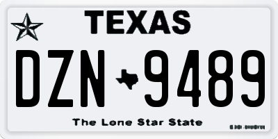 TX license plate DZN9489