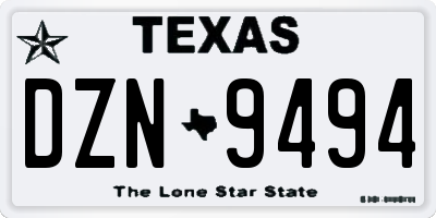TX license plate DZN9494