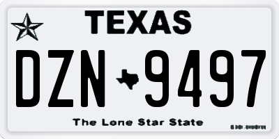 TX license plate DZN9497