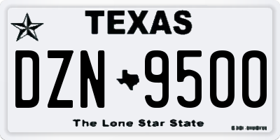 TX license plate DZN9500