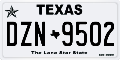 TX license plate DZN9502