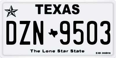 TX license plate DZN9503