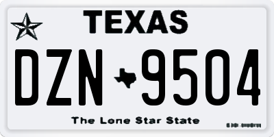 TX license plate DZN9504