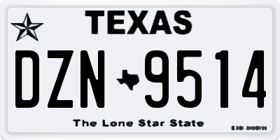 TX license plate DZN9514