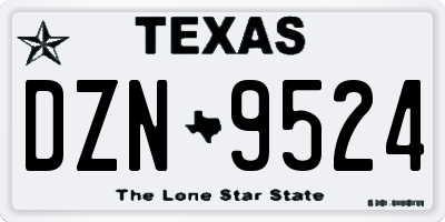 TX license plate DZN9524