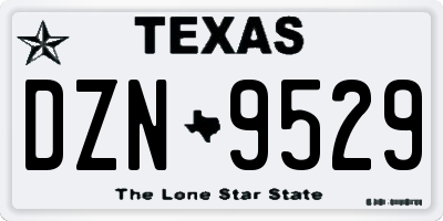 TX license plate DZN9529