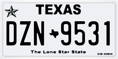 TX license plate DZN9531