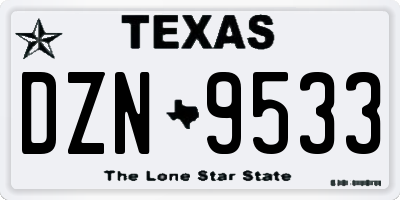 TX license plate DZN9533