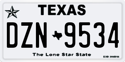 TX license plate DZN9534