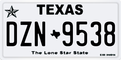 TX license plate DZN9538