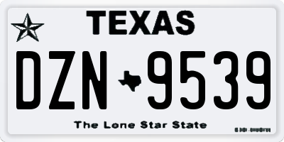 TX license plate DZN9539