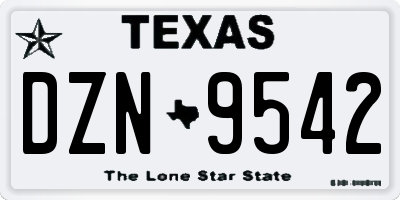 TX license plate DZN9542