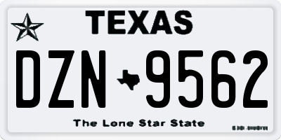 TX license plate DZN9562