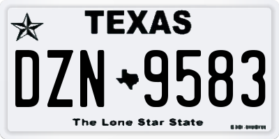 TX license plate DZN9583