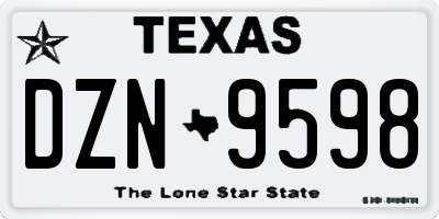 TX license plate DZN9598