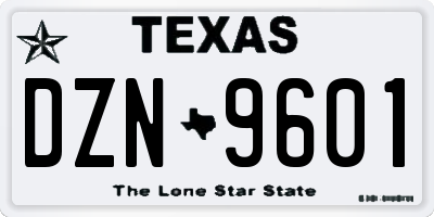 TX license plate DZN9601