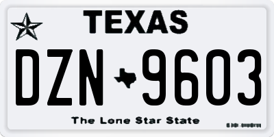 TX license plate DZN9603