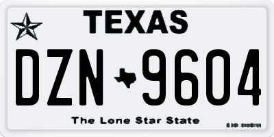 TX license plate DZN9604
