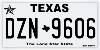 TX license plate DZN9606