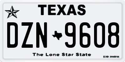 TX license plate DZN9608