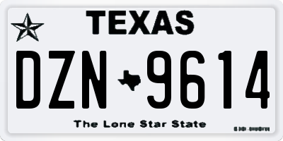 TX license plate DZN9614