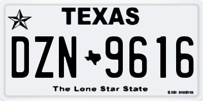 TX license plate DZN9616