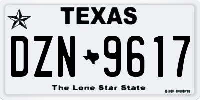 TX license plate DZN9617