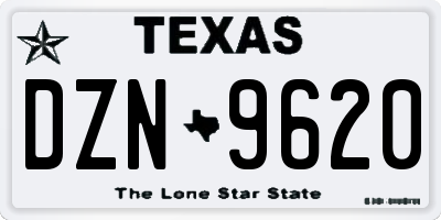 TX license plate DZN9620