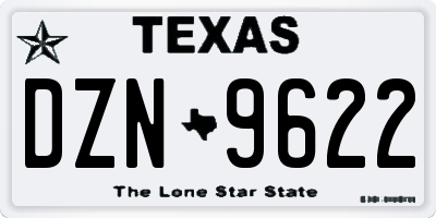 TX license plate DZN9622