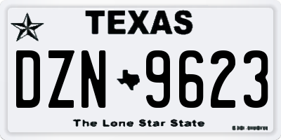 TX license plate DZN9623