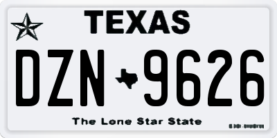TX license plate DZN9626