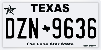 TX license plate DZN9636