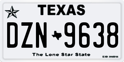 TX license plate DZN9638