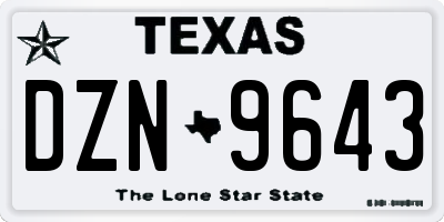 TX license plate DZN9643