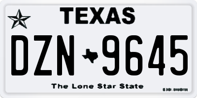 TX license plate DZN9645